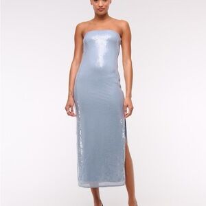 NWT Abercrombie & Fitch Strapless Tall Light Blue Sequin Dress